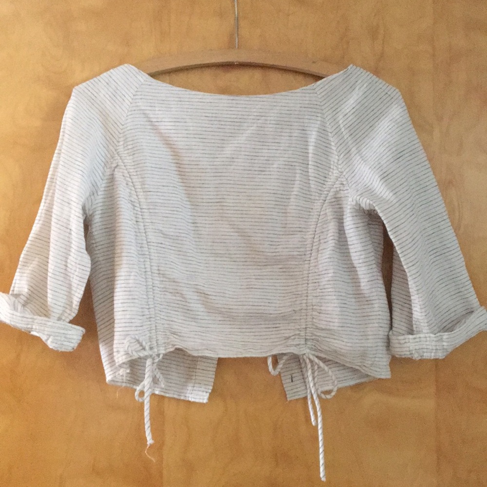 Zara Basic Denim Z1975 Striped Cropped Top
